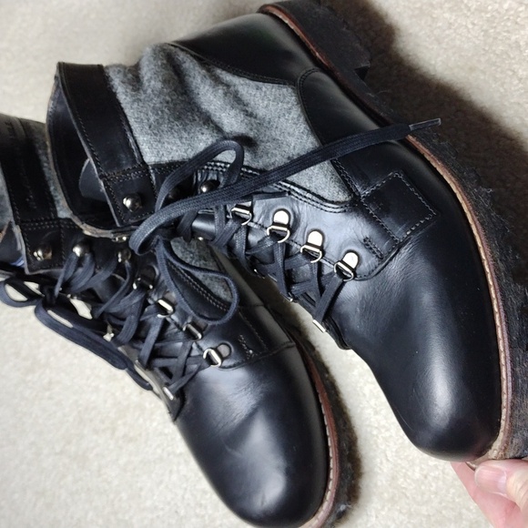 Wolverine 1000 Mile men's black leather & gray wool ankle boots. Mint. Size 11.5 - Picture 15 of 16